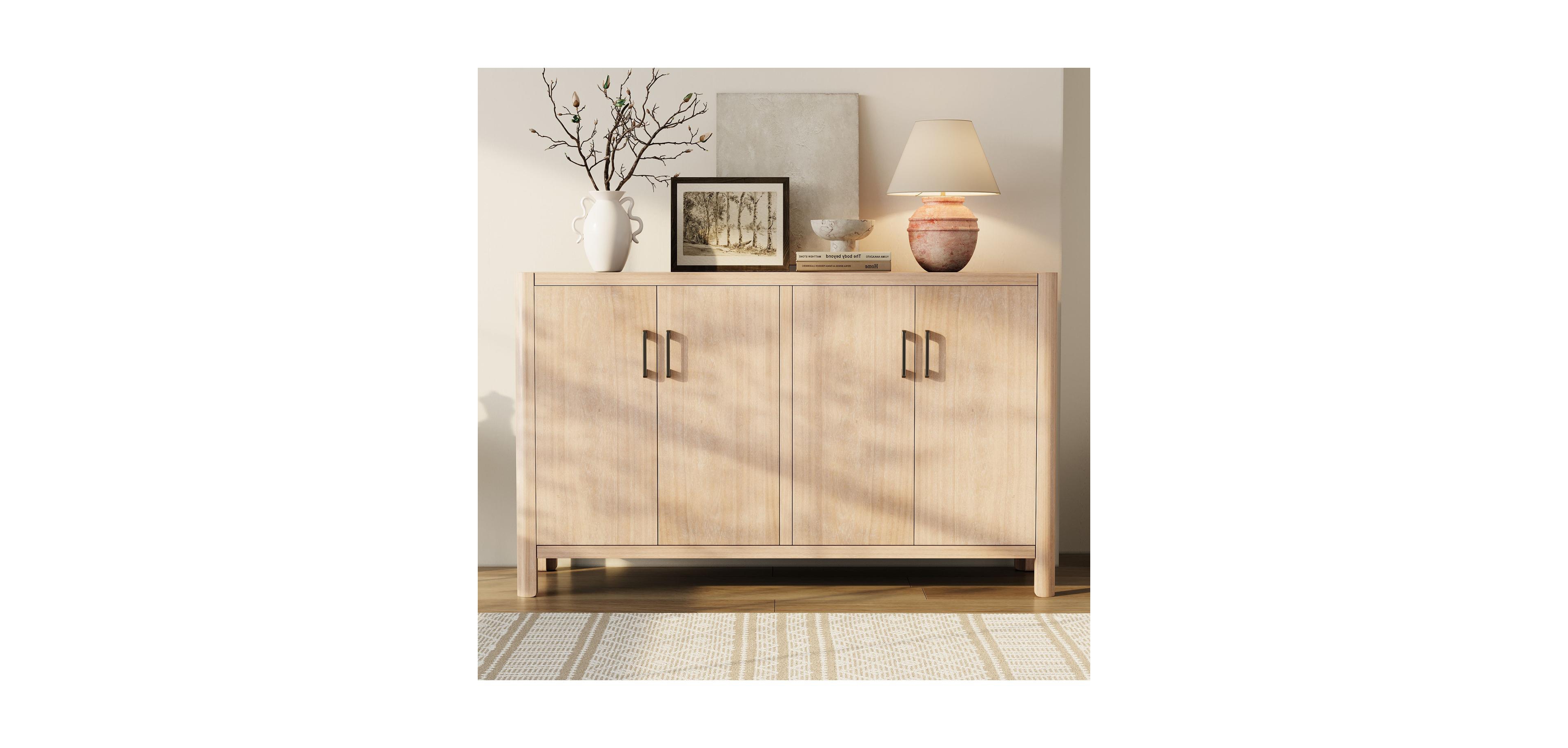 Streamdale Furniture Farmhouse 4-Door Cabinet - Distressed Finish