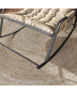 Rocking Chair with Storage, Cushions, Armrests - Indoor/Outdoor (Off White