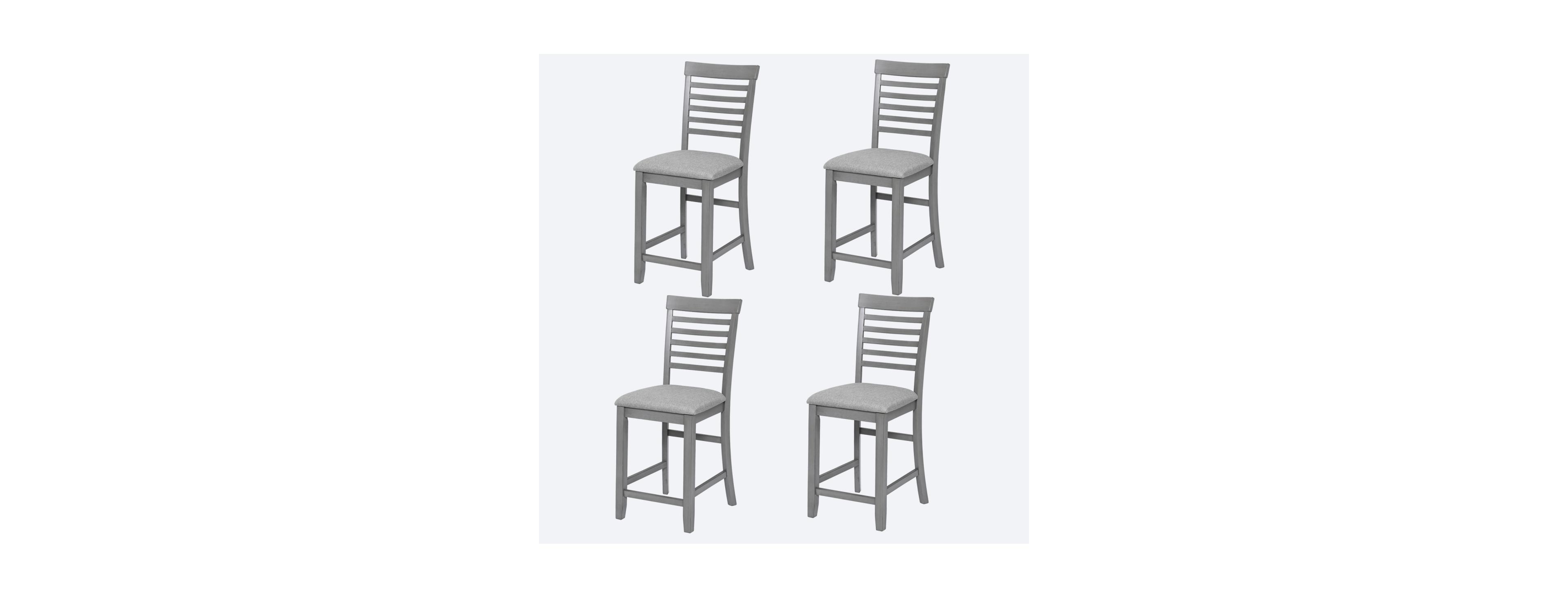 Streamdale Furniture Dining Chairs Set of 4, Wooden Counter Height Chairs with Padded Seat, Gray