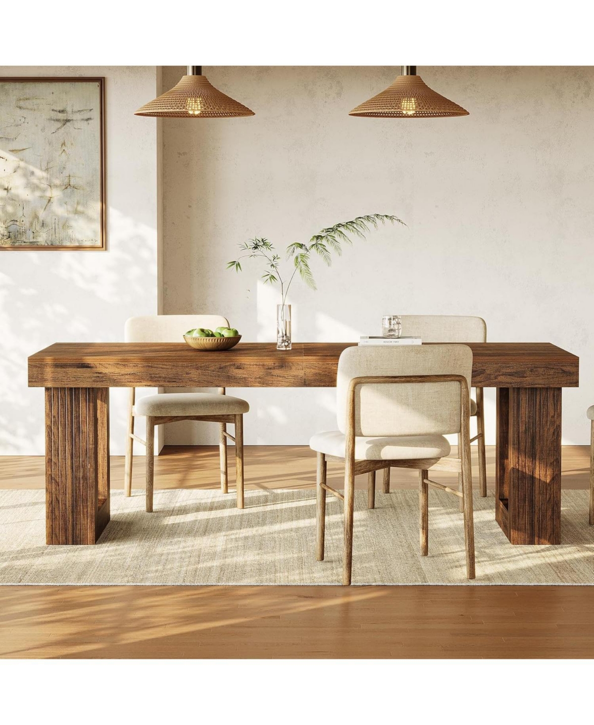 Tribesigns 86.6 Inches Extra Long Dining Table, Rectangular Wooden Dinner Table for 2-6 People, Farmhouse Home Furniture with Sturdy Legs