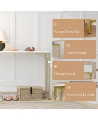 39.4" Industrial Console Table with USB Ports & Power Outlets - Versatile Entryway Table for Living Room, Hallway, Easy Assembly