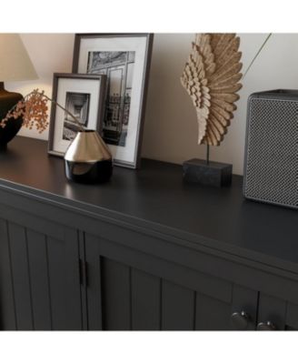 63" Buffet Sideboard with 4 Striped Door, Wooden Buffet Cabinet with Storage, Modern Coffee Bar Cabinet with Adjustable Shelf