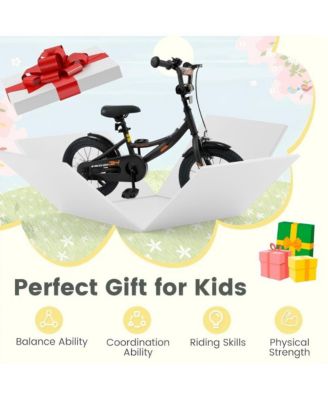 Kids Training Bike with Adjustable Seat Dual Brake System and Rubber Tires