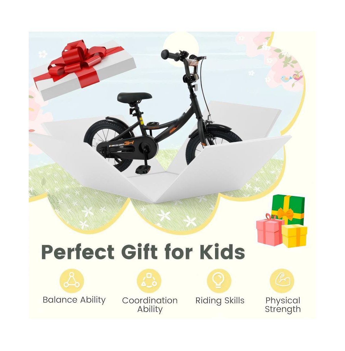 Hongge Kids Training Bike with Adjustable Seat Dual Brake System and Rubber Tires