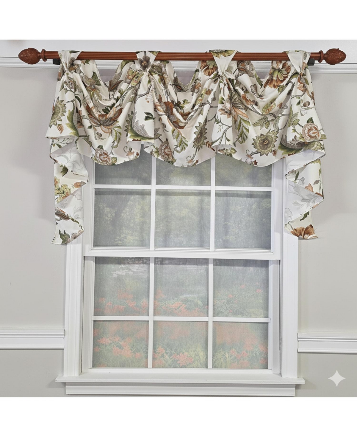 Rlf Home Zanzibar 3-s Victory 100% Cotton Tab Top Swag Window Curtain 54" x 25" Orange