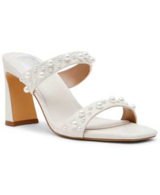 Women's Veniss Pearl Two-Band Slide High Heel Slip-On Dress Sandals