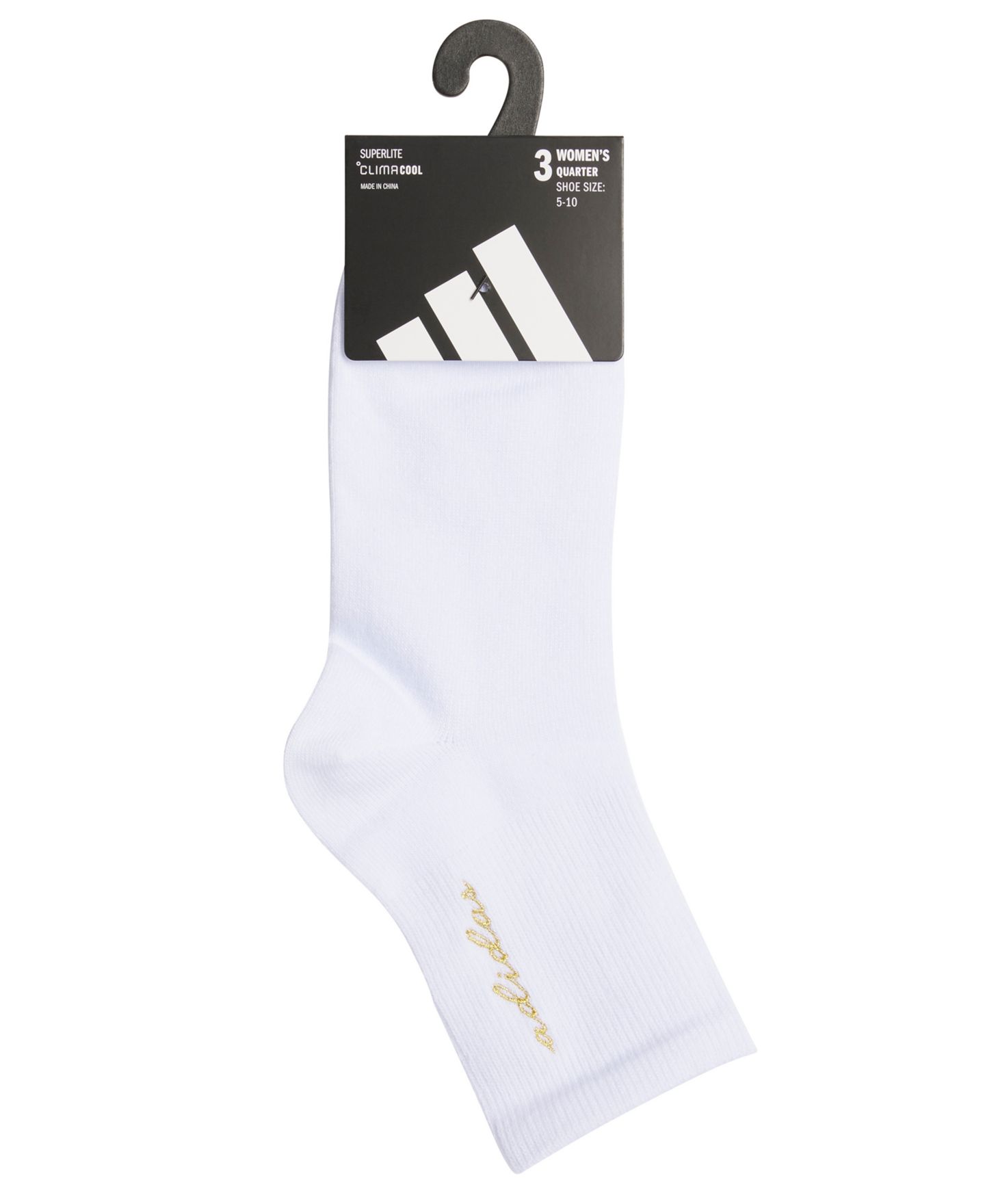 Носки Detail, вышивка, укороченные, с логотипом, 3 шт. — adidas, цвет: Белый / Золотой металлик — фото 5