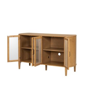 Streamdale Stylish 4-door storage cabinet for living/dining room entrance, large, natural