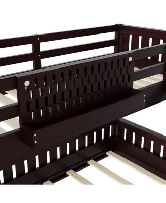 Streamdale Twin XL over Queen Bunk Bed with Ladder, Guardrails, Pegboard & Bookshelf, Espresso