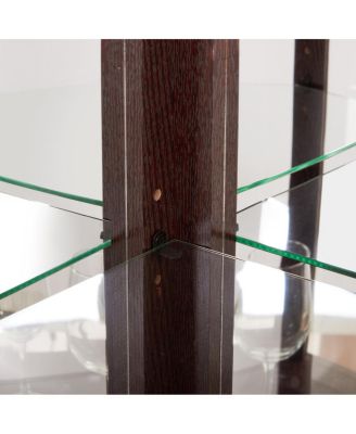 Streamdale Corner Lighted Curio Cabinet with Dark Cherry Finish and Included Light