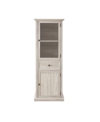 Streamdale Tall Storage Cabinet with Glass Door and Shelves, White