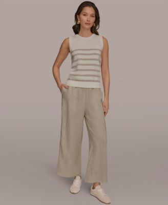 Women's Cotton Cashmere Striped Sleeveless Sweater