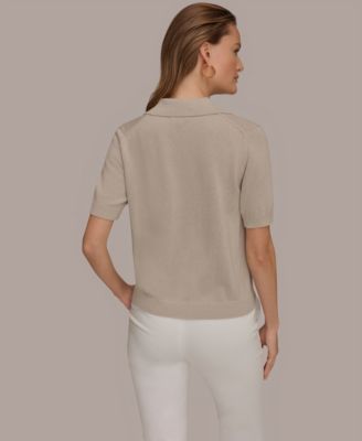 Women's Elbow-Sleeve Polo Sweater