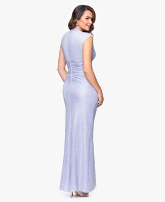 Petite Ruched Metallic Crinkle Gown