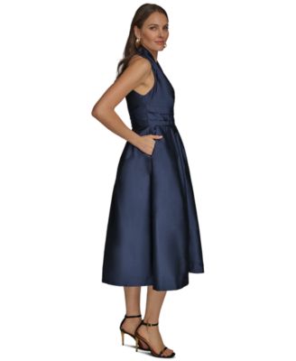 Petite Sleeveless Halter Neck A-Line Midi Dress