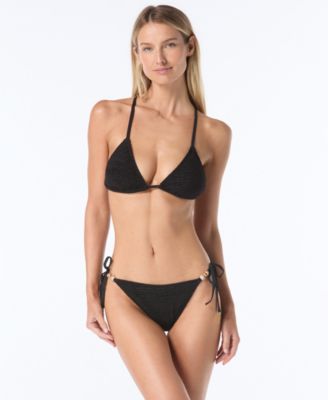  Women's Triangle Halter Bikini Top and Tie String Bottoms