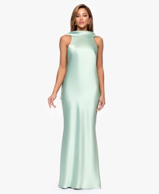Women's Long Satin Halter Neck Ball Gown