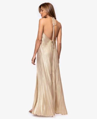 Women's Pleated Halter Neck Ball Gown