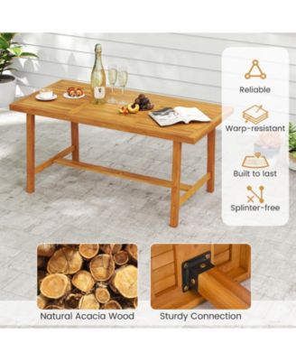 Acacia Wood Dining Table for 6, Heavy-Duty Indoor Outdoor
