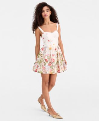 Women's Lace-Up Eyelet-Embroidered Dress