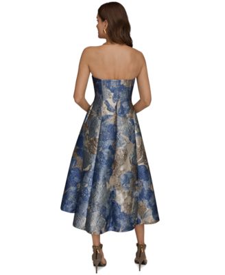 Women's Strapless Floral Midi Cocktail Dress