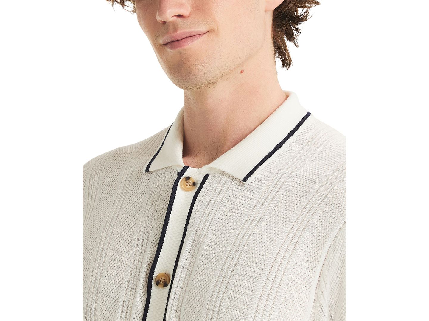 Мужской свитер Nautica Textured Open Front Polo — фото 4