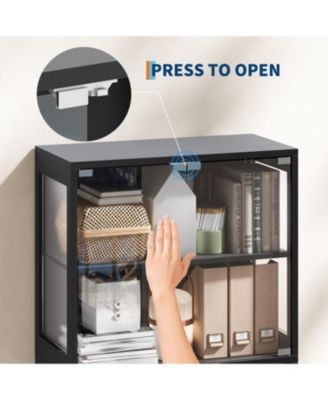 5 Layer Display Cabinet with Glass Doors, Modern Curio Cabinet with RGB Color Lights,Glass Display Cases for Collectibles