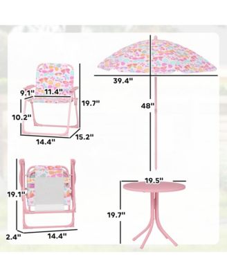 Kids Picnic Table and Chair Set, Outdoor Table with Foldable Chairs