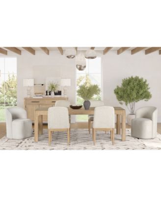 Marcel 7-Pc. Wood Rectangular Table and Upholstered Side Chairs and Barrel Side Chairs Dining Set