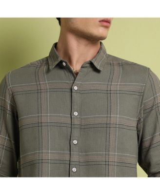 Men's Olive Green Maxi Tartan Plaid Shirt