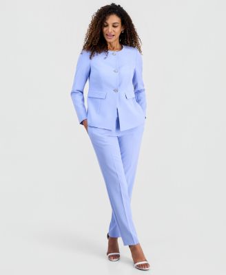 Women's Stretch Crepe Three-Button Waist Seamed Jacket & Ava Straight Leg Pant