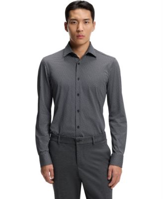 Men's Performance-Stretch Fabric Slim-Fit Dress Shirt