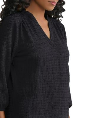 Women's 3/4-Sleeve Smocked Shoulder Top