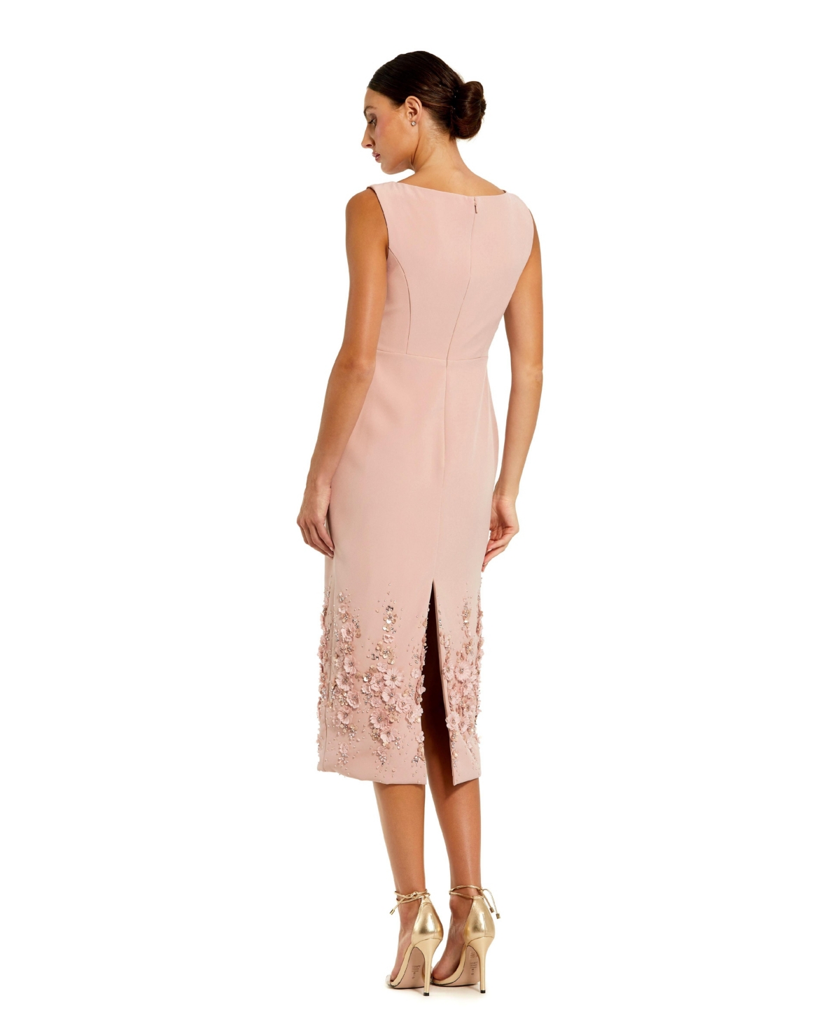 Mac Duggal Petite Crepe Sleeveless Midi Dress With Flower Beading