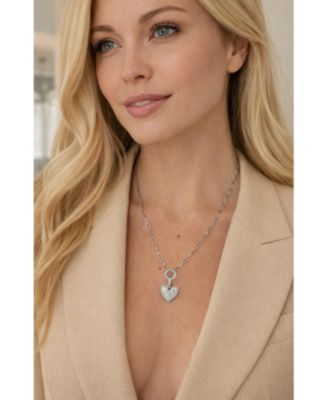 Elena “Love You” Pav&eacute; Heart Necklace