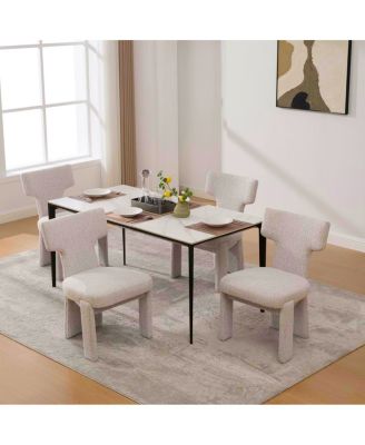  Modern Chenille Dining Chair Set of 4, Beige