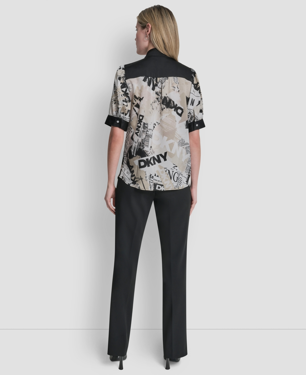 Dkny Women's Newspaper-Print Woven Blouse