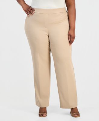 Plus Size Straight-Leg Pull-On Pants