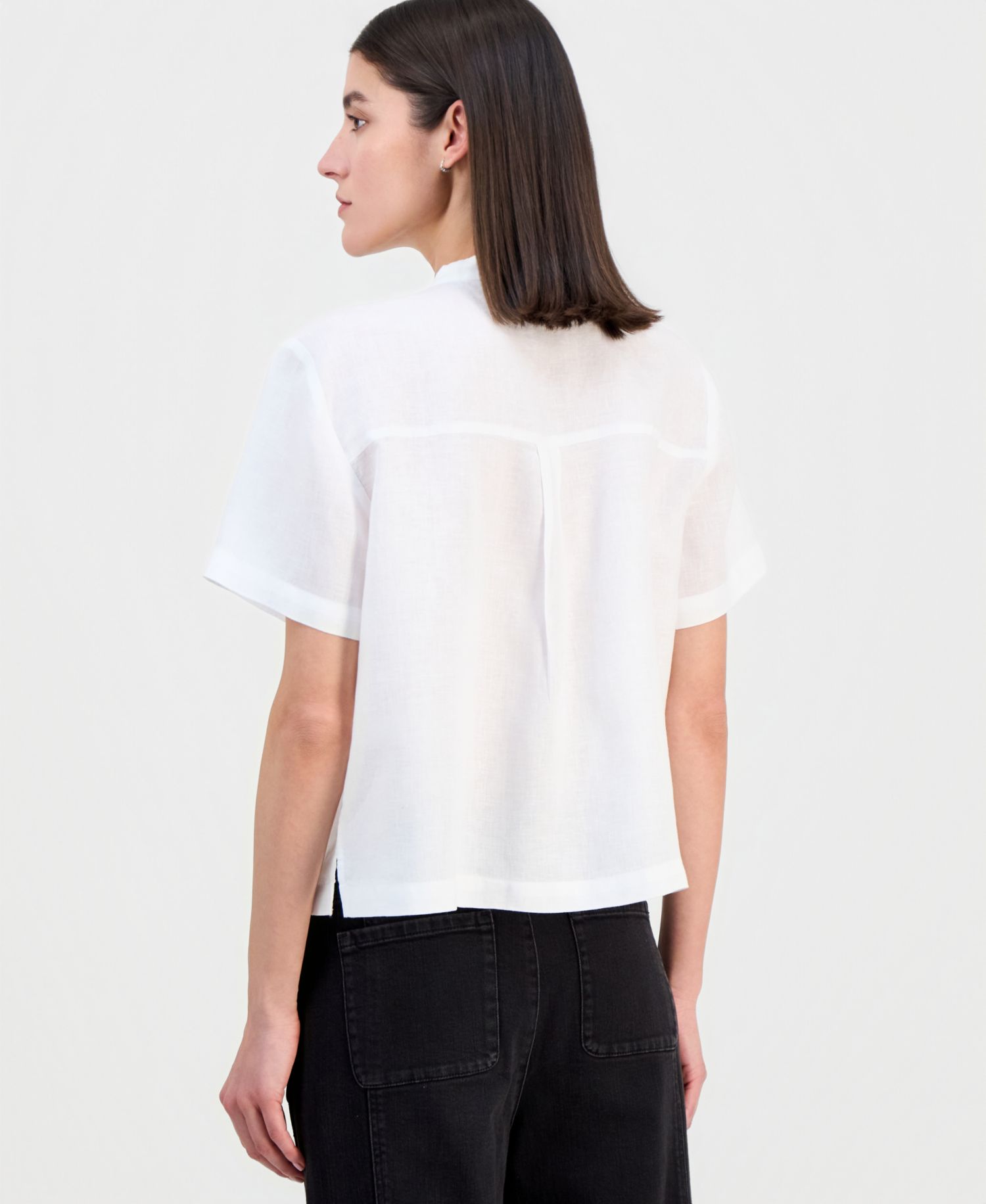 Women's Linen Mandarin-Collar Shirt