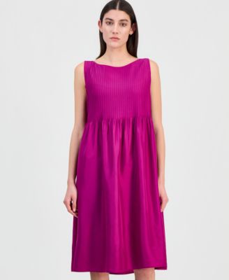 Women's Silk Pleated Sleeveless Dress