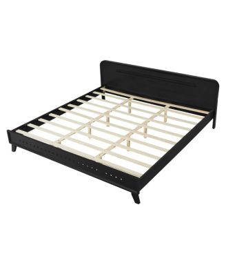 Solid King Size Wood Bed Frame with Elegant Headboard