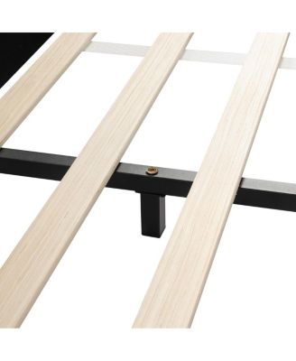 Streamdale Full Size Upholstered Grounded Bed with Bedside Desk & Stool, Gray