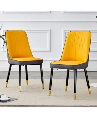  Modern PU Leather Dining Chair with Metal Legs
