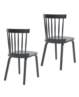  Windsor Dining Chairs Set of 2, Wood Farmhouse Spindle Back, Black