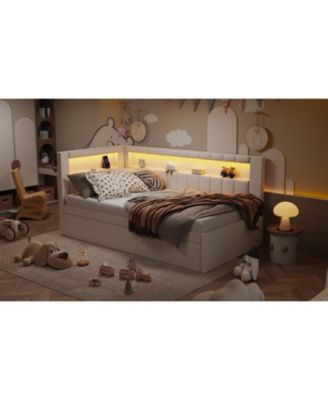 Twin Platform Bed with USB & LED Trundle