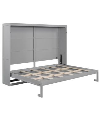 Queen Size Murphy Bed Wall Bed Modern design with LED Lights