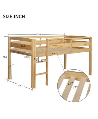 Twin Wood Loft Bed Low Loft Beds with Ladder