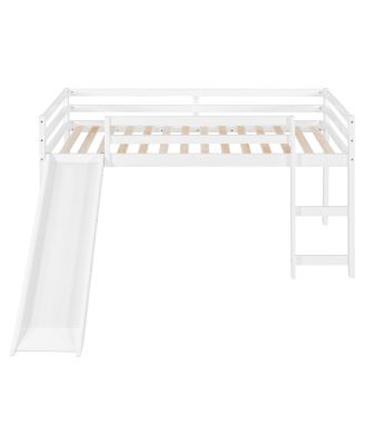 Loft Bed with Slide, Multifunctional Design, Twin (White)