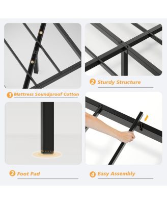 Oak Queen Floating Bed with Charging Station & LED Lights