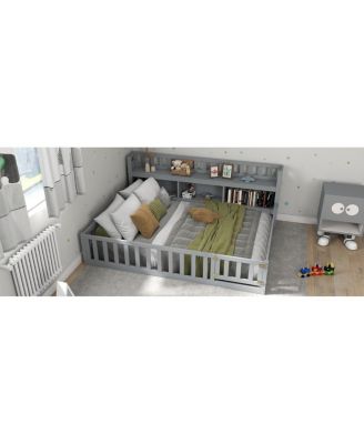 Wooden House Floor Bed Frame for Kids - Safe & Creative Play Space